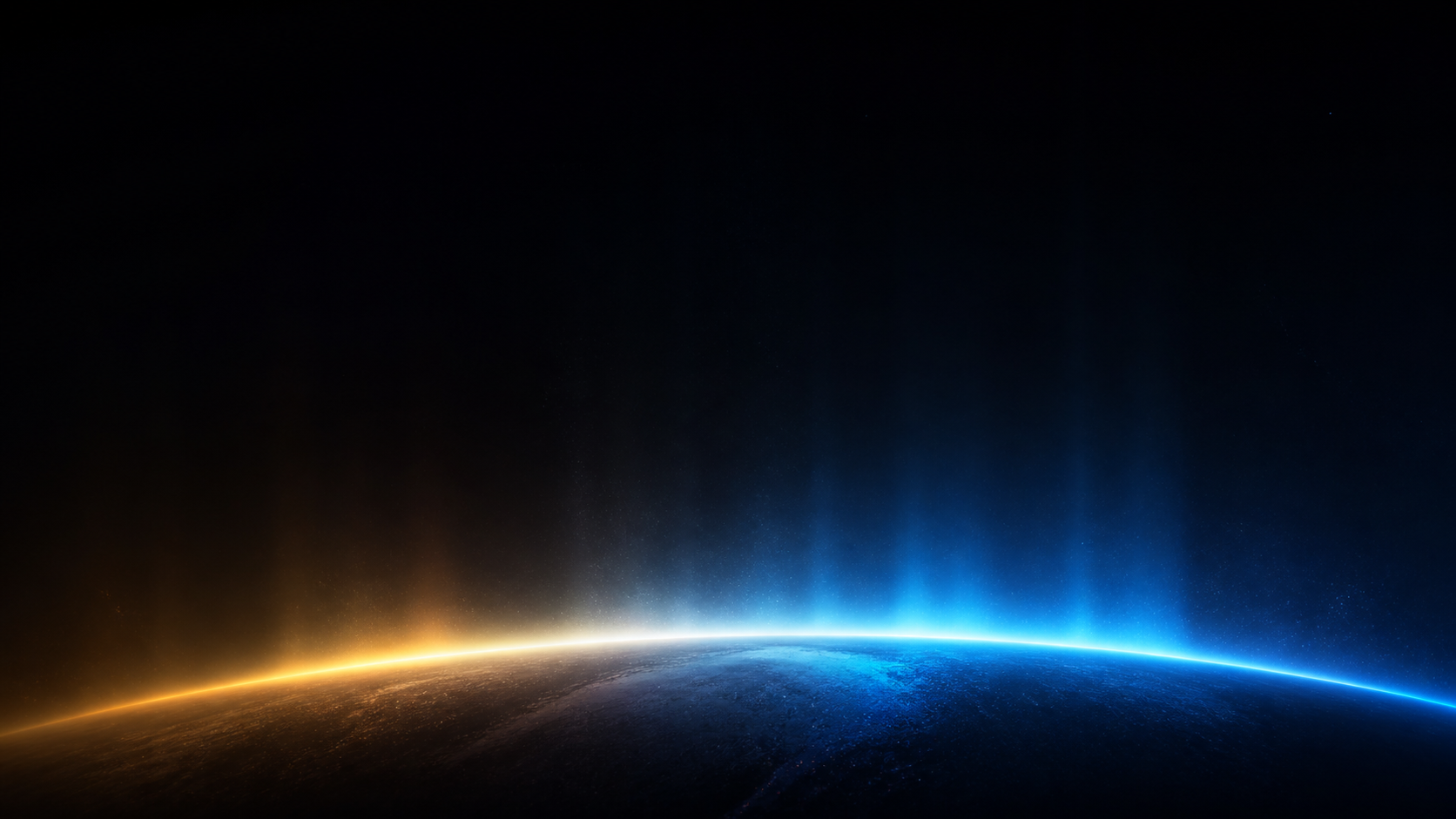 A blue and amber digital horizon