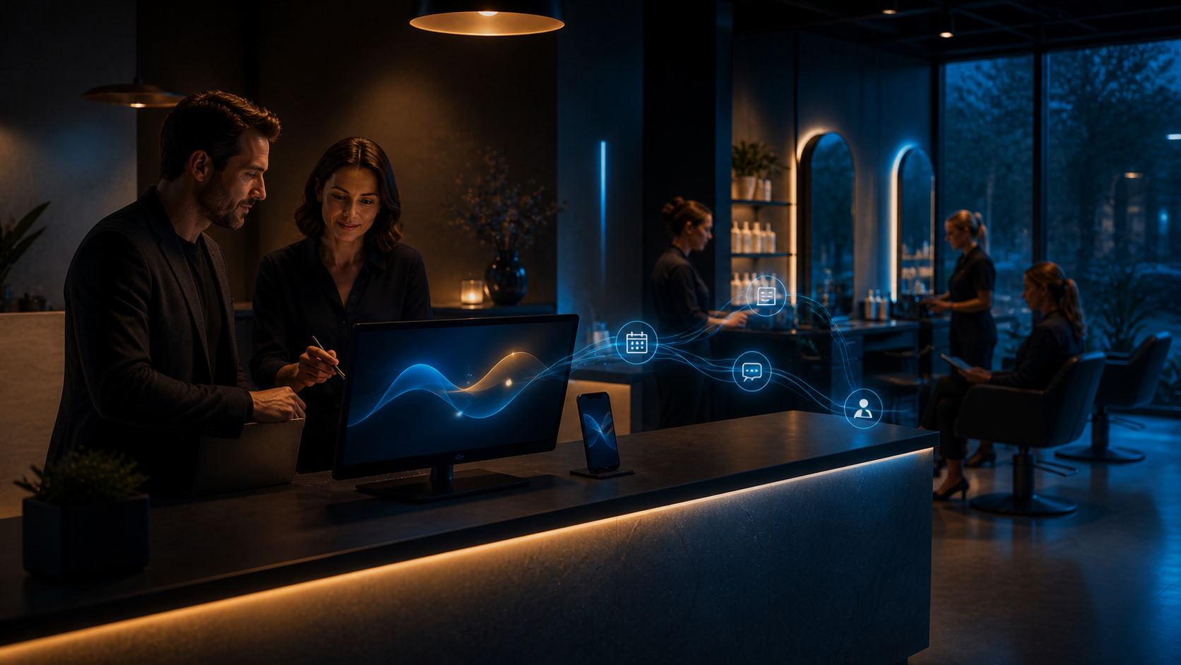 A live AI workflow supporting a busy service-business reception
