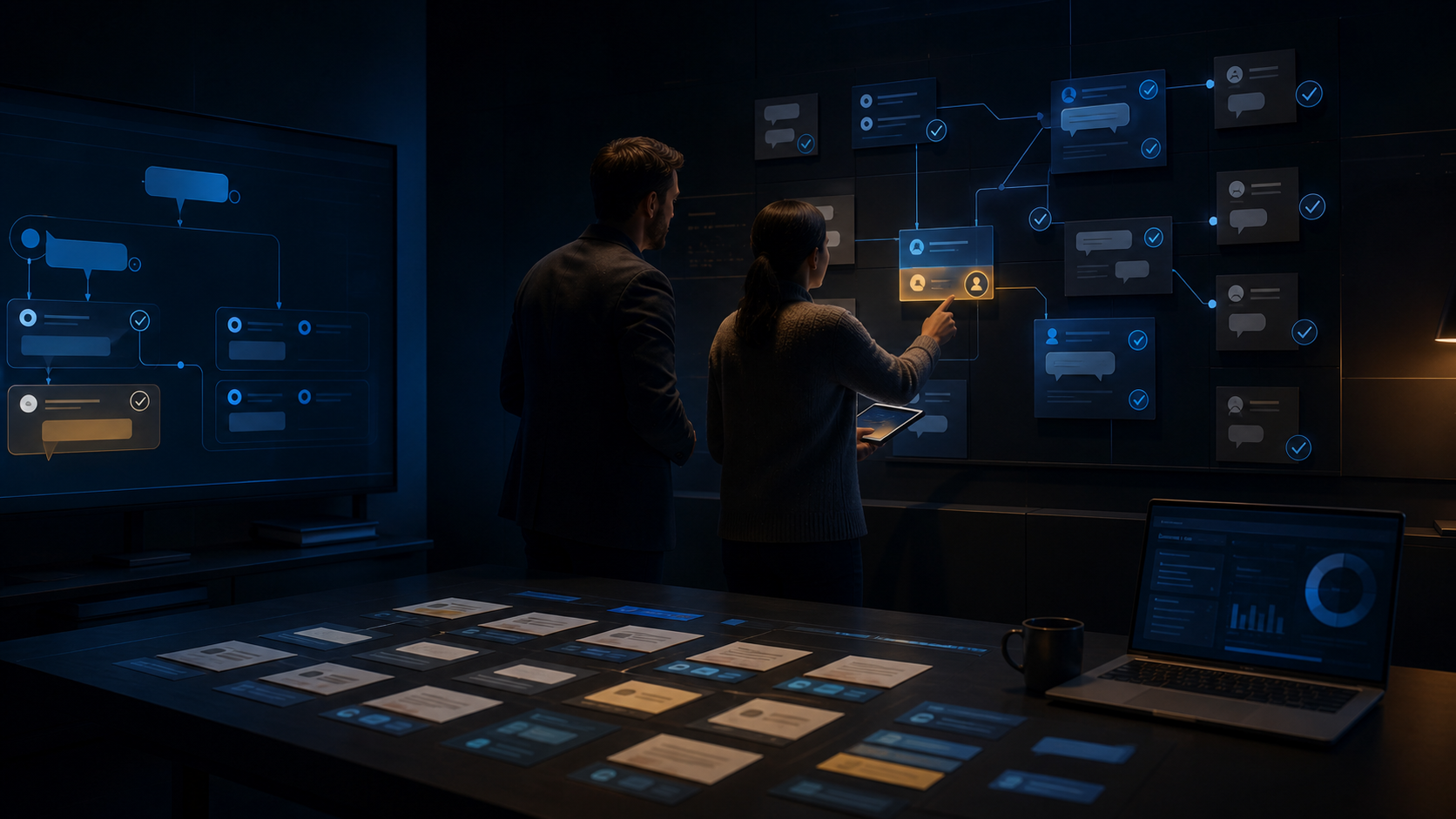A consultant and business owner testing customer scenarios and handoffs
